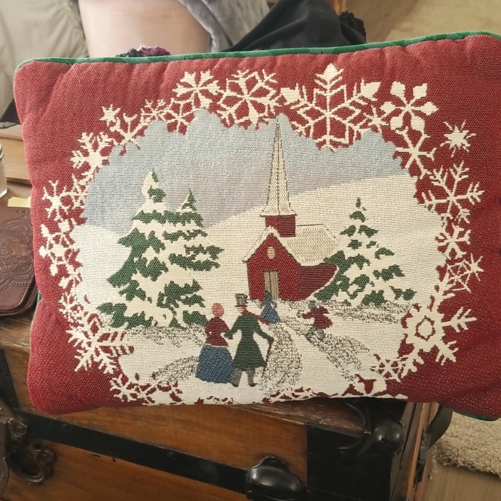 Vintage Victorian Scene Tapestry Style Accent Pillow